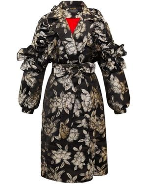 Byvinnik Ruffle Trench Coat - Black