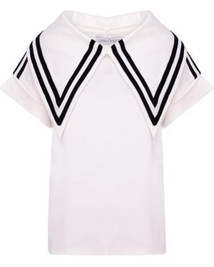 Larisa Dragna Sailor Top With Removable Collar - White