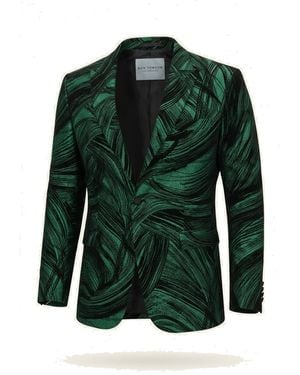 Ron Tomson Cascading Peak Lapel Tuxedo Jacket - Green