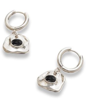 Classicharms Aria Gemstone Hoop Drop Earrings-Noir - Metallic