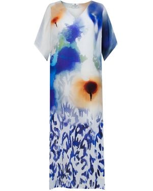 DHARA SHETH DUBAI Ciel & Sand Long Kaftan Dress With Side Slits - Blue