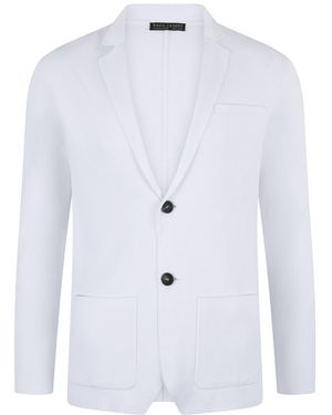Paul James Knitwear Lightweight Cotton Cornelius Formal Knitted Blazer - Blue