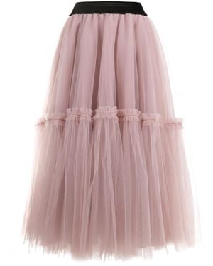 Jana Coshè Ruffled Tulle Maxi Skirt - Pink