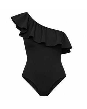 Rive & Rituel Aelia Frill One Shoulder Bodysuit - Black