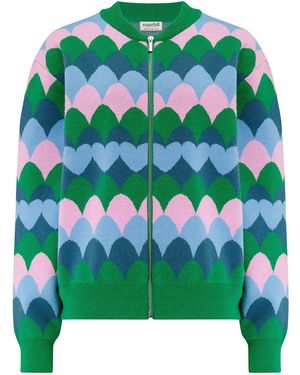 Sugarhill Solana Knitted Bomber Multi, Heart Scallop - Green