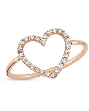 Ecce | Artisan Diamonds Solid 14Ct Hollow Heart Diamond Ring - Metallic