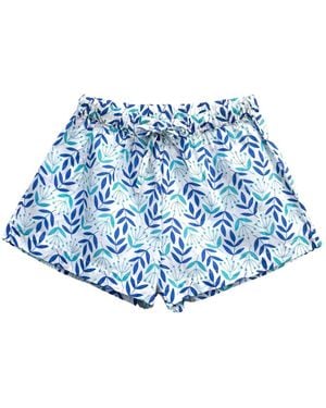 Lime Tree Design Leaf & Bud Sleep Shorts - Blue