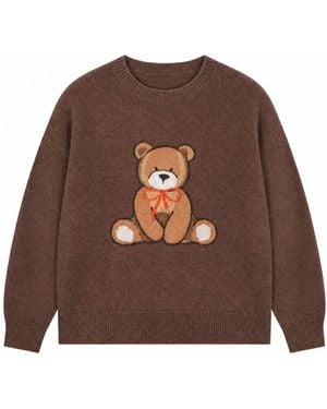 Yumi' Teddy Bear Relaxed Jumper - Brown
