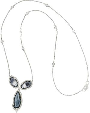 Artisan Gold Pave Diamond Designer Geode Necklace Handmade - Metallic