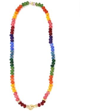Shar Oke Gemstone Silk Knotted Necklace - Red