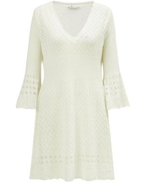 Peraluna Yoho Openwork V-Neck Knit Mini Dress - White