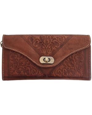 Berber Leather Leather Tri-Fold Purse Dark - Brown