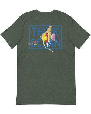 Anchor and Crew Forest Think Ocean Fish Fluorescence Cotton Embroidered T-Shirt - Green