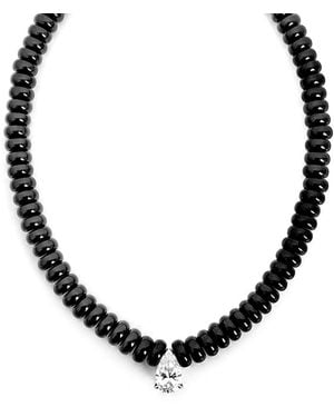 Leni James The Sloane Agate And Moissanite Necklace - Black