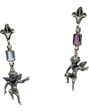 Tg-Jewellery by Tamara Gervasio One Of A Kind Ancient Cherub Earrings Sterling With Amethyst & Aquamarine - Metallic