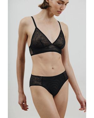 Verdant Intimates Rose Lace Longline Bra - Black