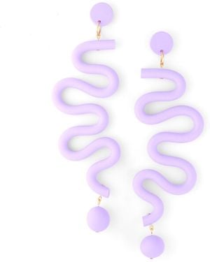 By Chavelli Tube Squiggles Dangly Statement Earrings - Purple