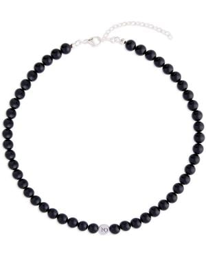 N'damus London Onyx Gemstone Necklace & Sterling Chain - Black