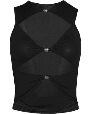 OW Collection Chiara Cut Out Sleeveless Top - Black