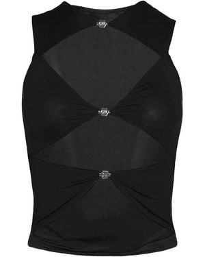 OW Collection Chiara Cut Out Sleeveless Top - Black
