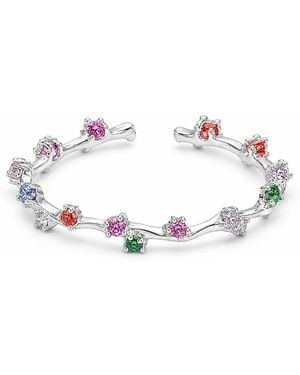 Angel Barocco Multicolour Zircon Vine Sterling Open Ring - Metallic