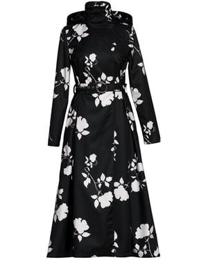 RainSisters Floral Double Breasted Coat: Ivory Shadow - Black