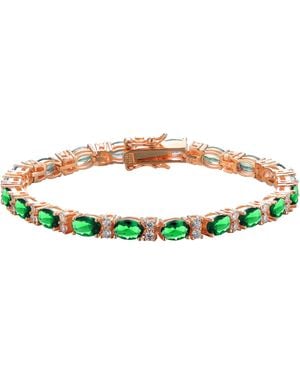 Genevive Jewelry Rose Amande Tennis Bracelet - Green