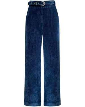 Why Mary Odessa Stretch Corduroy High Waisted Trousers - Blue