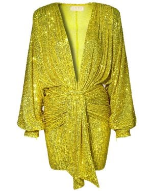 AGGI by HALEWSKI Kaia Bright Lime Mini Sequin Dress - Yellow