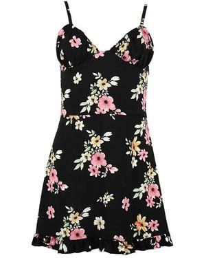 blonde gone rogue Flower Power Mini Dress, Upcycled Viscose - Black