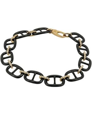 Artisan 14K Ceramic & Diamond Anchor Link Bracelet - Black