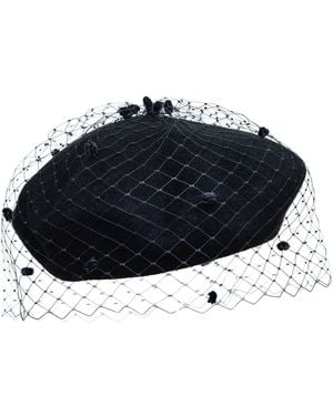 Misa Harada Millinery Floe Veiled Beret - Blue