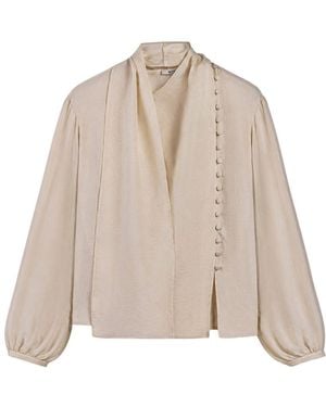 Nocturne Shawl Collar Blouse - Natural
