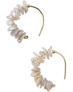 Bombyx House Petal Pearl Half Moon Earring Hook - Metallic