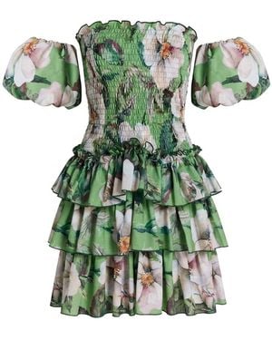 Nur Karaata Riviera Ruffle Dress - Green