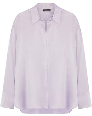 The Summer Edit Audrey Oversized Silk Shirt - Purple