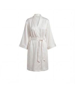 Vimissia Bubble Silk Short Robe - White
