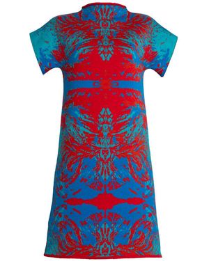 Suel knitwear Tree Of Life Stand Up Collar Short Sleeve - Blue