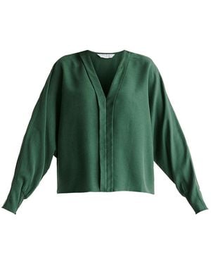 Paisie V-Neck Batwing Blouse - Green
