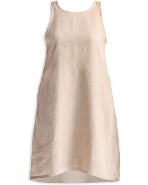 REISTOR Neutrals Hemp Short Dress With Back Embroidered Lace Detail - Natural