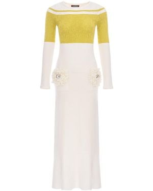 Andreeva Chrysanthemum Knit Dress With Swarovski Details - White