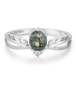Azura Jewelry New York Calla Lily Moss Agate Ring Vermeil - Green
