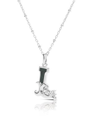 Kasun Solid L Initial Necklace With Marble - Metallic