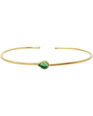 Sophelia Plated Minimalist Emerald May Birthstone Bangle - Metallic