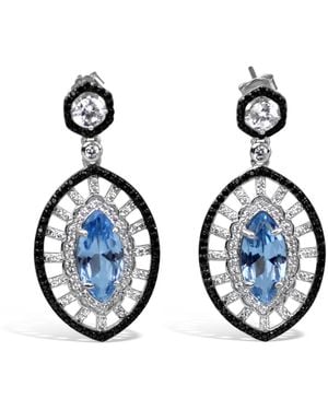 Bellus Domina Sterling Silver Cubic Zirconia Stud Earrings - Blue