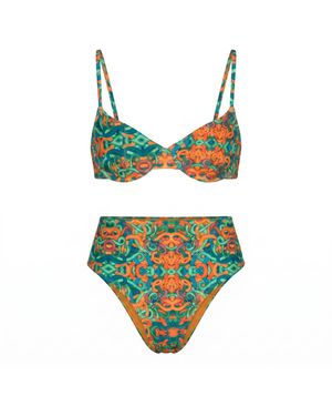 Janara Jones High-Waisted Snakes Printm Zina Bikini Set - Blue