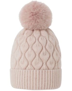 Hortons England Textured Cashmere Pom Pom Hat - Pink