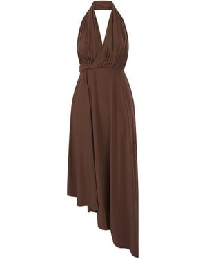 Celestine & Mae Gaia Halterneck Midi Dress - Brown