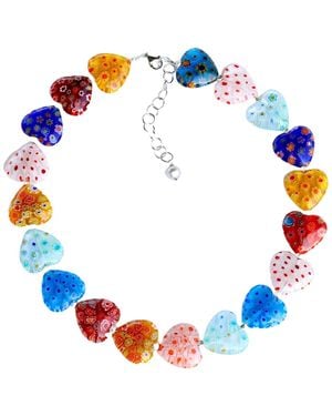 Mineralgems•Studio Necklace With Venetian Heart-Shaped Murrine - Blue