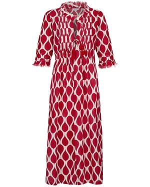 At Last Cotton Annabel Maxi Coat - Red